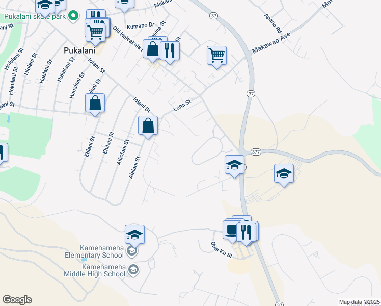 map of restaurants, bars, coffee shops, grocery stores, and more near 130 Lei Ohu Circle in Makawao