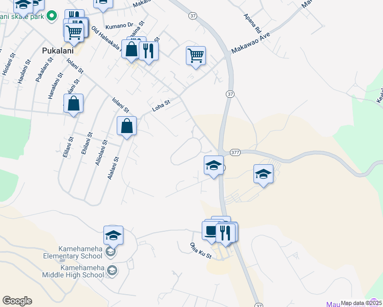 map of restaurants, bars, coffee shops, grocery stores, and more near 239 Lei Ohu Circle in Makawao