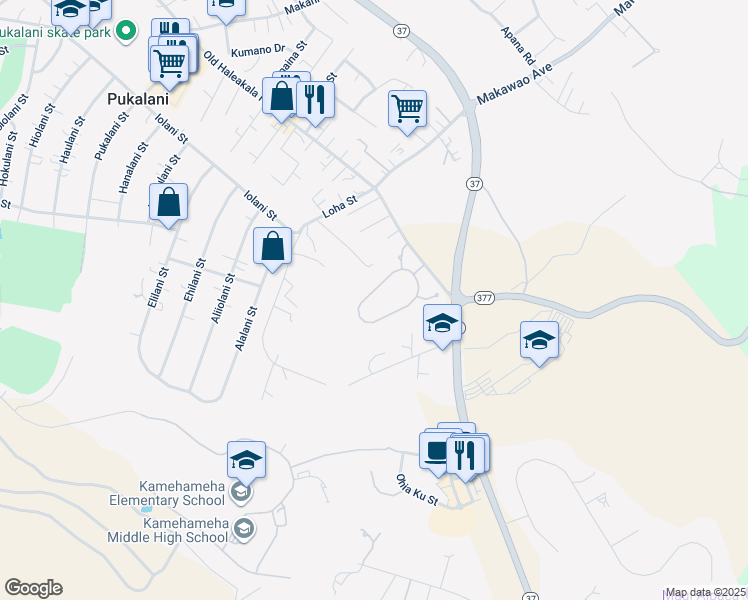 map of restaurants, bars, coffee shops, grocery stores, and more near 109 Lei Ohu Circle in Makawao