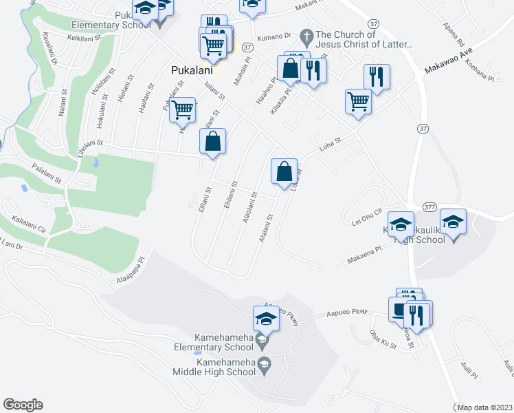 map of restaurants, bars, coffee shops, grocery stores, and more near 255 Aliiolani Street in Makawao