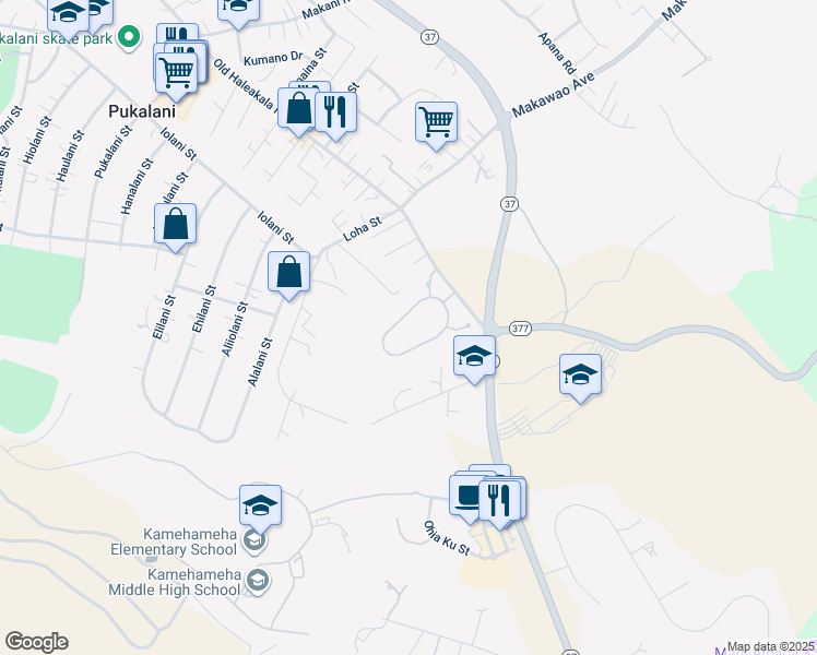map of restaurants, bars, coffee shops, grocery stores, and more near 97 Lei Ohu Circle in Makawao