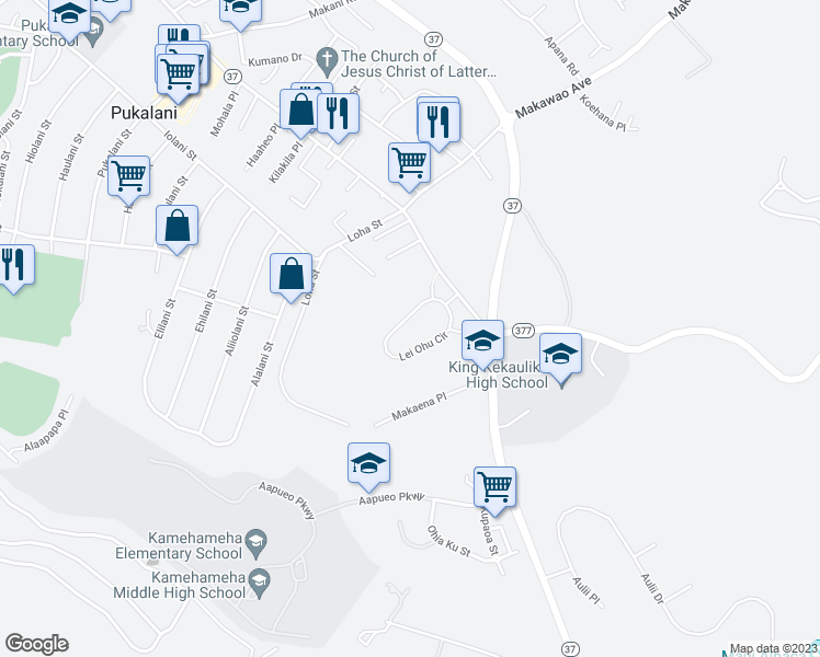 map of restaurants, bars, coffee shops, grocery stores, and more near 97 Lei Ohu Circle in Makawao