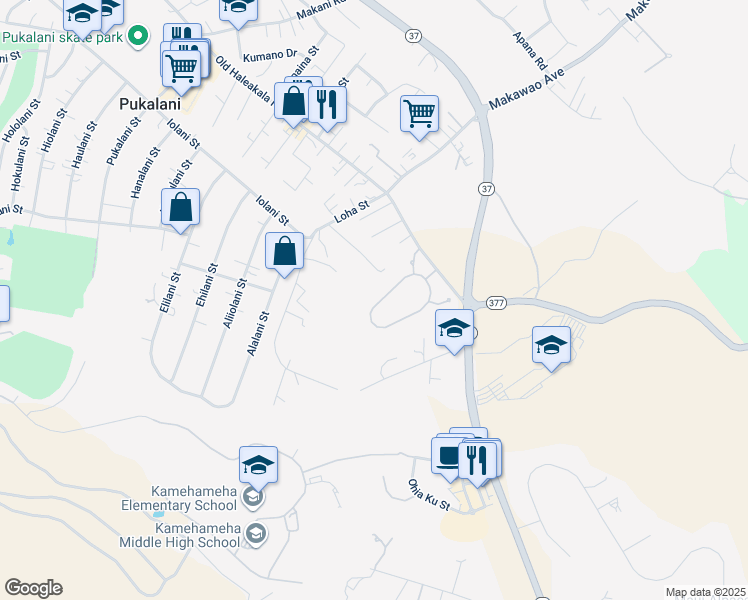 map of restaurants, bars, coffee shops, grocery stores, and more near 118 Lei Ohu Circle in Makawao