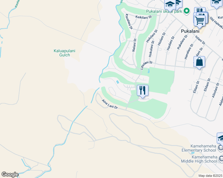 map of restaurants, bars, coffee shops, grocery stores, and more near 2701 Kalialani Circle in Makawao