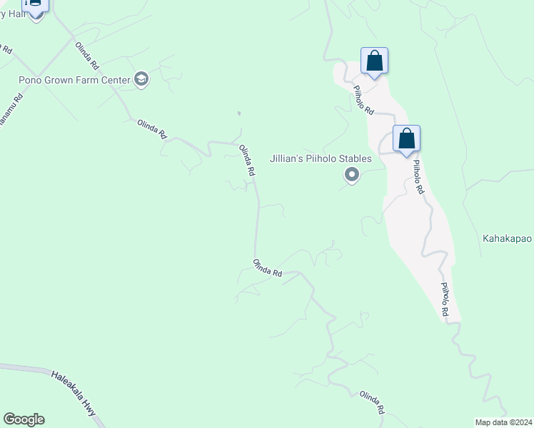 map of restaurants, bars, coffee shops, grocery stores, and more near 1145 Olinda Road in Makawao