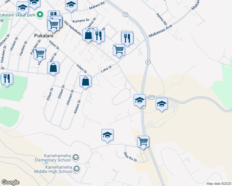 map of restaurants, bars, coffee shops, grocery stores, and more near 94 Lei Ohu Circle in Makawao