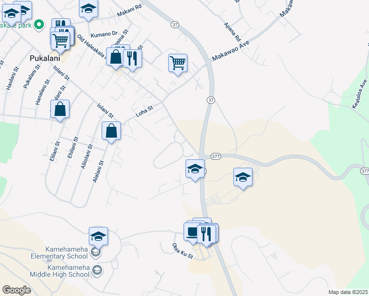 map of restaurants, bars, coffee shops, grocery stores, and more near 298 Lei Ohu Circle in Makawao