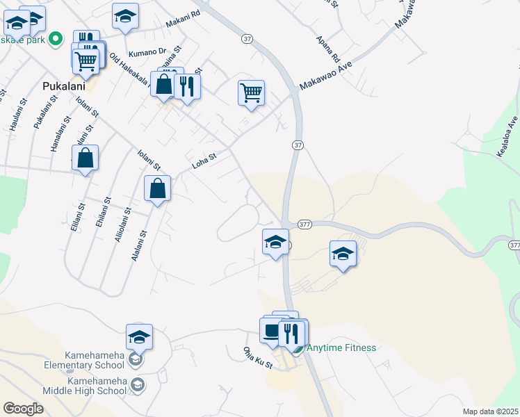 map of restaurants, bars, coffee shops, grocery stores, and more near 310 Lei Ohu Circle in Makawao