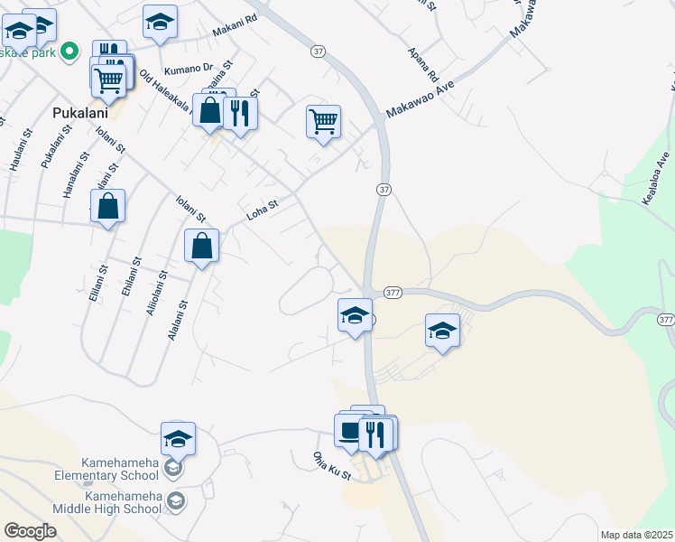 map of restaurants, bars, coffee shops, grocery stores, and more near 310 Lei Ohu Circle in Makawao