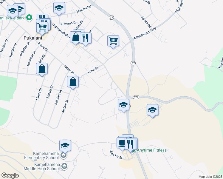 map of restaurants, bars, coffee shops, grocery stores, and more near 11 Lei Ohu Circle in Makawao