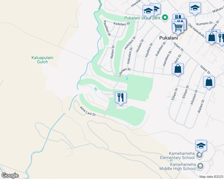 map of restaurants, bars, coffee shops, grocery stores, and more near 2837 Liholani Street in Makawao