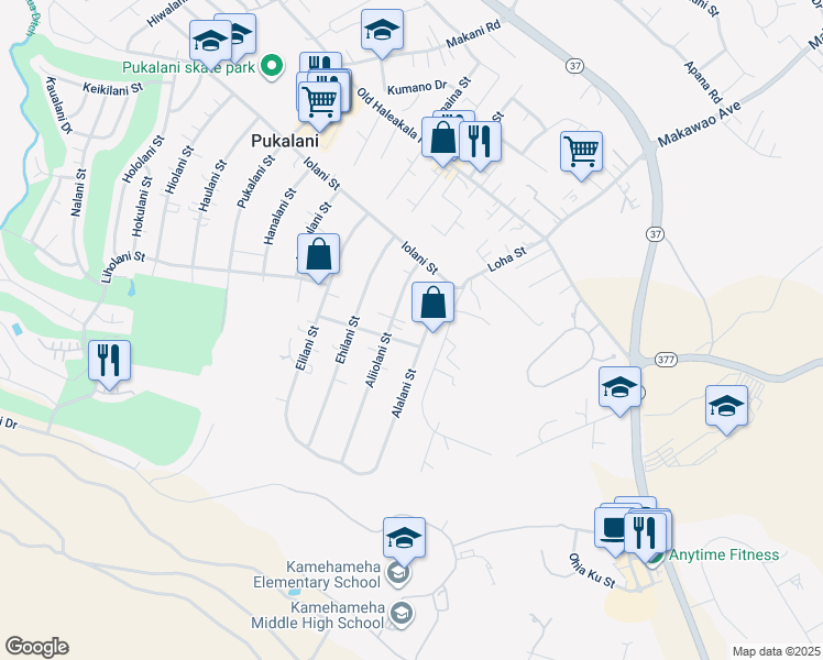 map of restaurants, bars, coffee shops, grocery stores, and more near 194 Alalani Street in Makawao