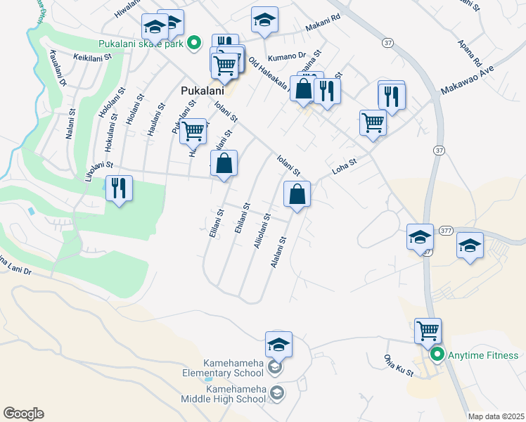map of restaurants, bars, coffee shops, grocery stores, and more near 222 Aliiolani Street in Makawao