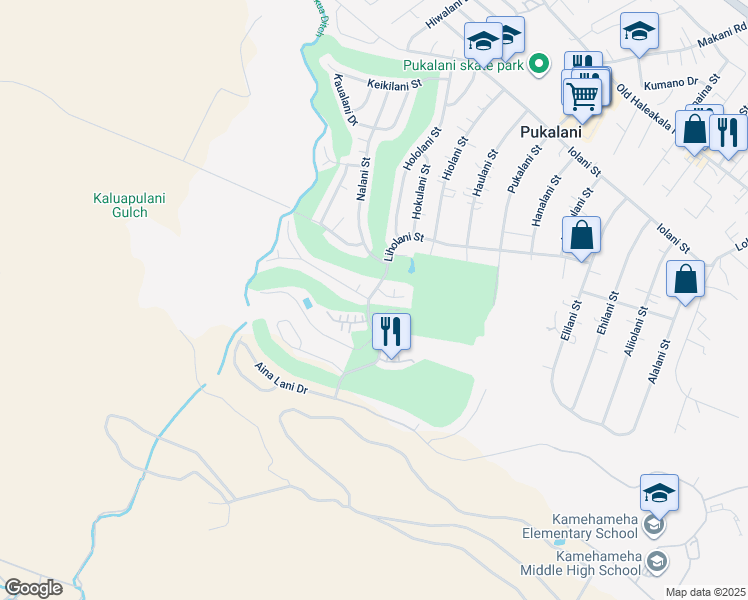 map of restaurants, bars, coffee shops, grocery stores, and more near 2852 Ualani Place in Makawao