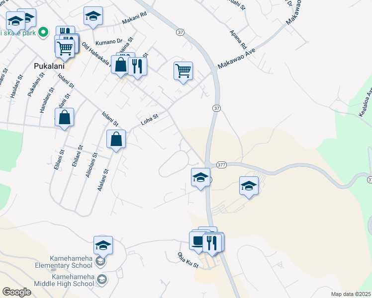 map of restaurants, bars, coffee shops, grocery stores, and more near 10 Lei Ohu Circle in Makawao