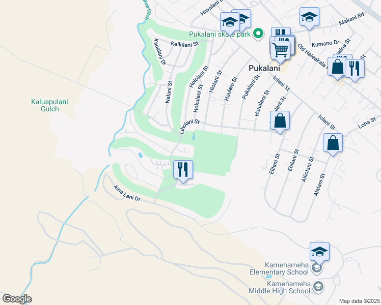 map of restaurants, bars, coffee shops, grocery stores, and more near 2889 Ualani Place in Makawao
