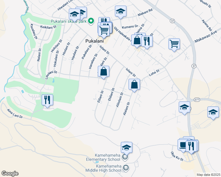 map of restaurants, bars, coffee shops, grocery stores, and more near 246 Ehilani Street in Makawao