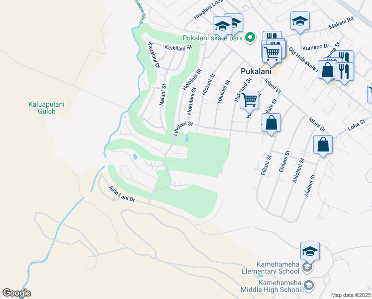 map of restaurants, bars, coffee shops, grocery stores, and more near 2887 Ualani Place in Makawao