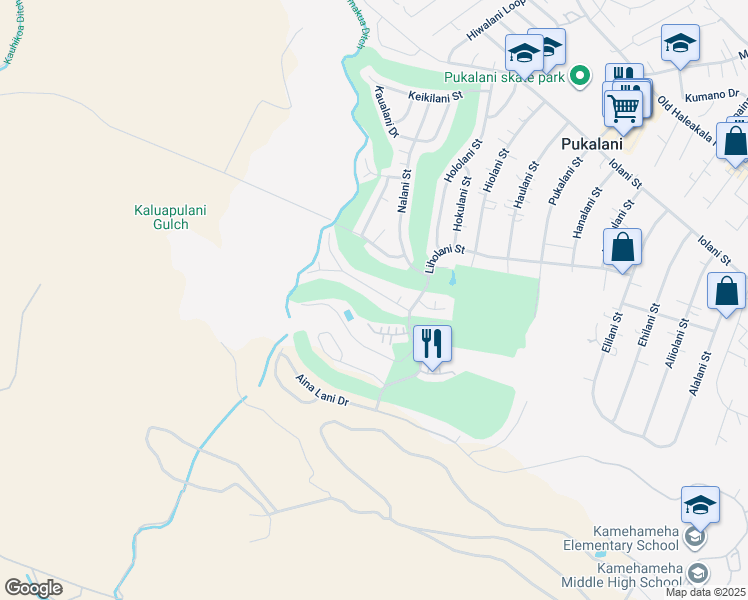 map of restaurants, bars, coffee shops, grocery stores, and more near 2800 Palalani Street in Makawao
