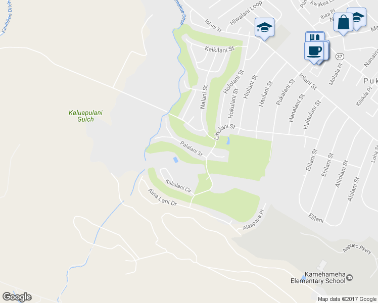 map of restaurants, bars, coffee shops, grocery stores, and more near 2800 Palalani Street in Makawao