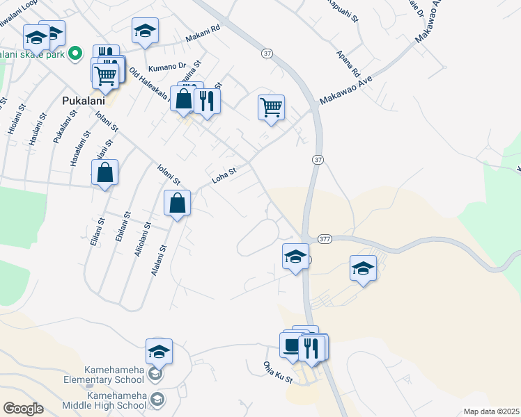 map of restaurants, bars, coffee shops, grocery stores, and more near 27 Heohualoha Place in Makawao