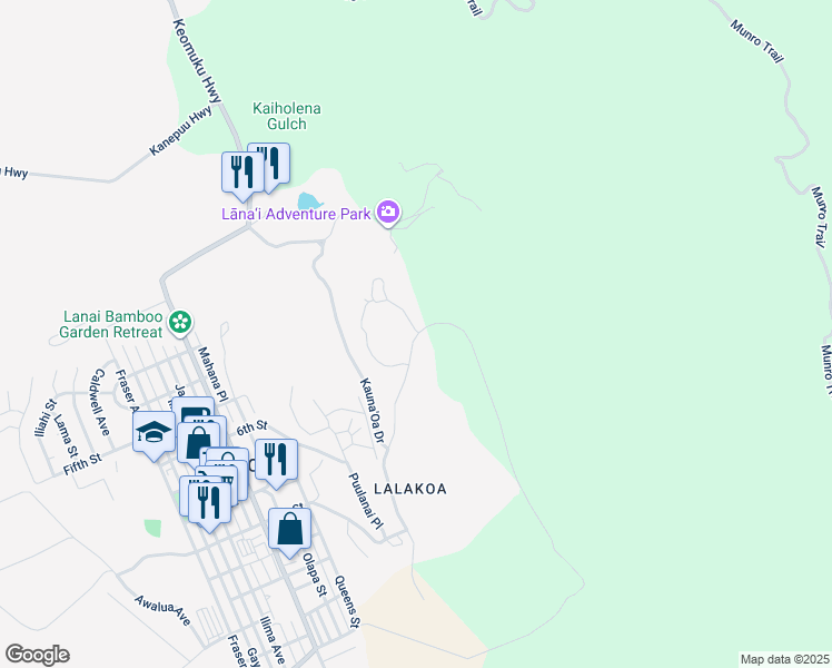 map of restaurants, bars, coffee shops, grocery stores, and more near 645 Kaunaʻoa Drive in Paia