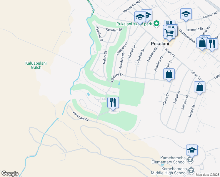 map of restaurants, bars, coffee shops, grocery stores, and more near 2740 Liholani Street in Makawao