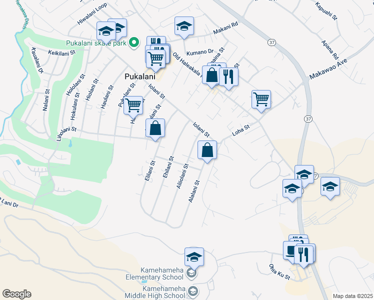 map of restaurants, bars, coffee shops, grocery stores, and more near 190 Aliiolani Street in Makawao