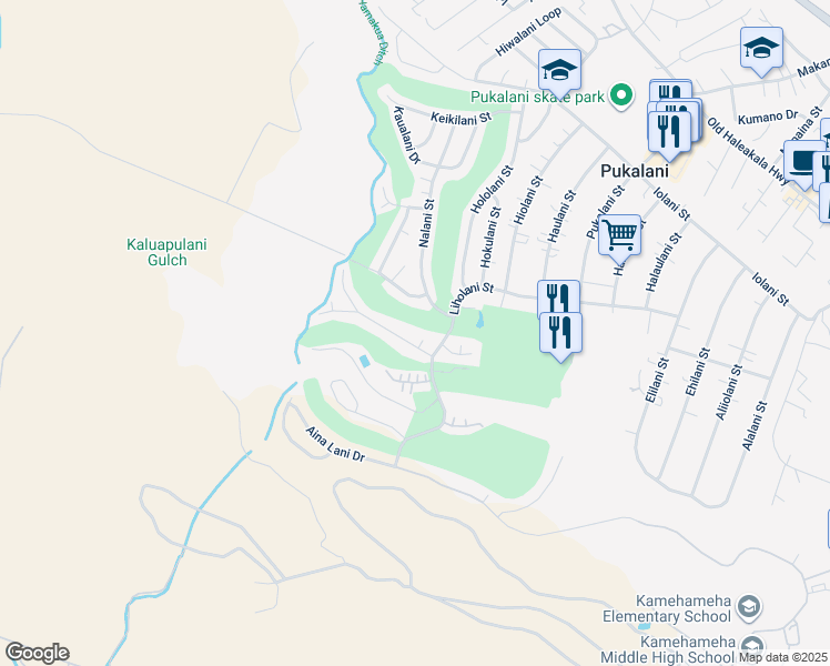 map of restaurants, bars, coffee shops, grocery stores, and more near 2815 Palalani Street in Makawao