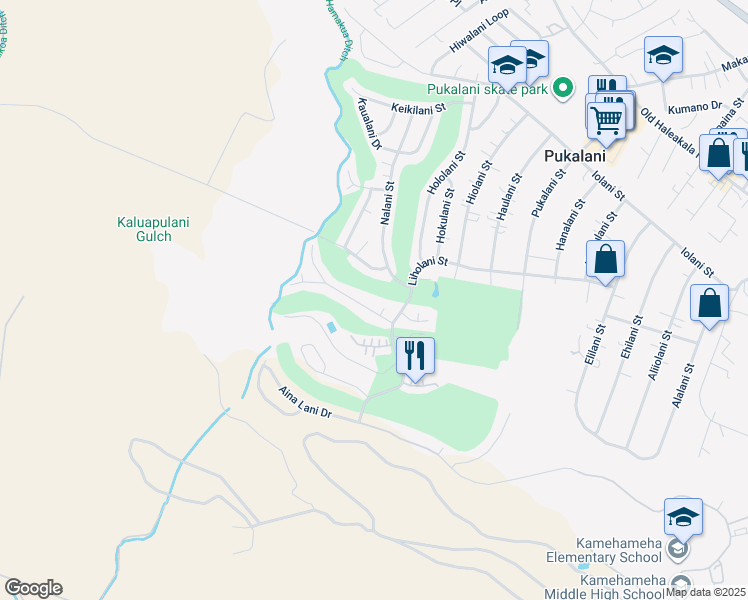 map of restaurants, bars, coffee shops, grocery stores, and more near 2815 Palalani Street in Makawao