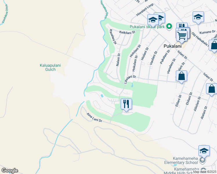 map of restaurants, bars, coffee shops, grocery stores, and more near 2781 Palalani Street in Makawao