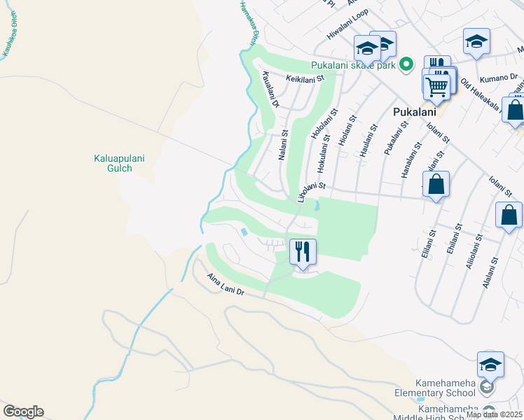 map of restaurants, bars, coffee shops, grocery stores, and more near 2781 Palalani Street in Makawao