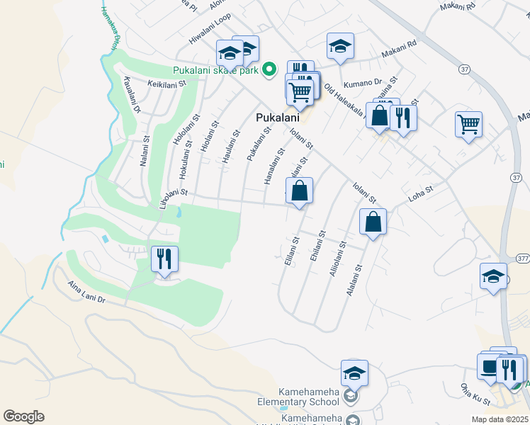 map of restaurants, bars, coffee shops, grocery stores, and more near 3140 Liholani Street in Makawao