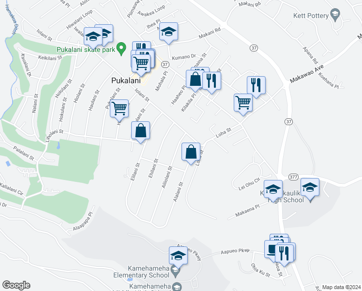 map of restaurants, bars, coffee shops, grocery stores, and more near 163 Aliiolani Street in Makawao