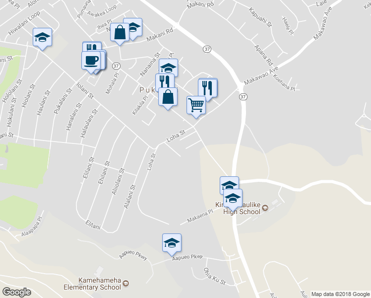map of restaurants, bars, coffee shops, grocery stores, and more near 59 Lino Place in Makawao
