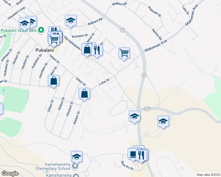 map of restaurants, bars, coffee shops, grocery stores, and more near 44 Lino Place in Makawao