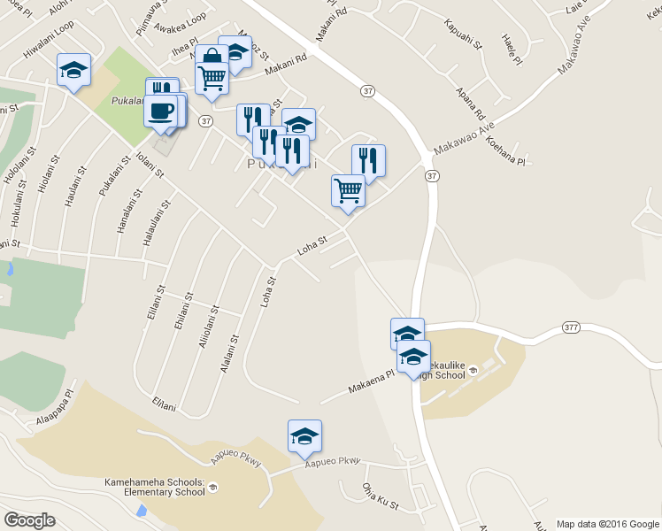 map of restaurants, bars, coffee shops, grocery stores, and more near 44 Lino Place in Makawao