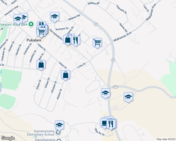 map of restaurants, bars, coffee shops, grocery stores, and more near 30 Lino Place in Makawao