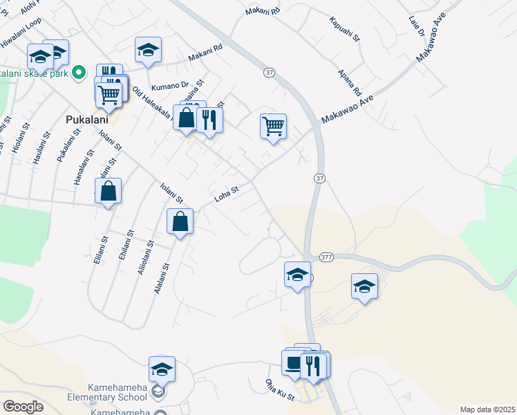 map of restaurants, bars, coffee shops, grocery stores, and more near 11 Lino Place in Makawao
