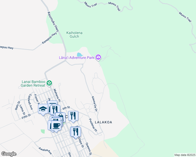 map of restaurants, bars, coffee shops, grocery stores, and more near in Lanai City