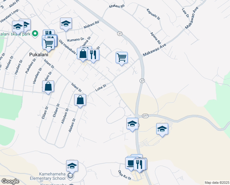 map of restaurants, bars, coffee shops, grocery stores, and more near 11 Lino Place in Makawao