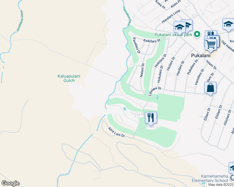map of restaurants, bars, coffee shops, grocery stores, and more near 2709 Palalani Place in Makawao