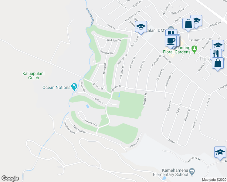 map of restaurants, bars, coffee shops, grocery stores, and more near 2860 Liholani Street in Makawao