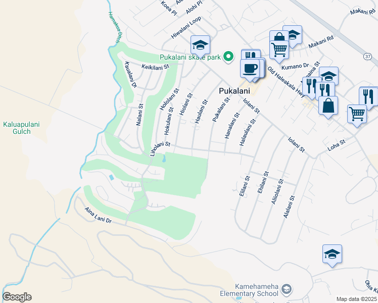 map of restaurants, bars, coffee shops, grocery stores, and more near 364 Haulani Street in Makawao
