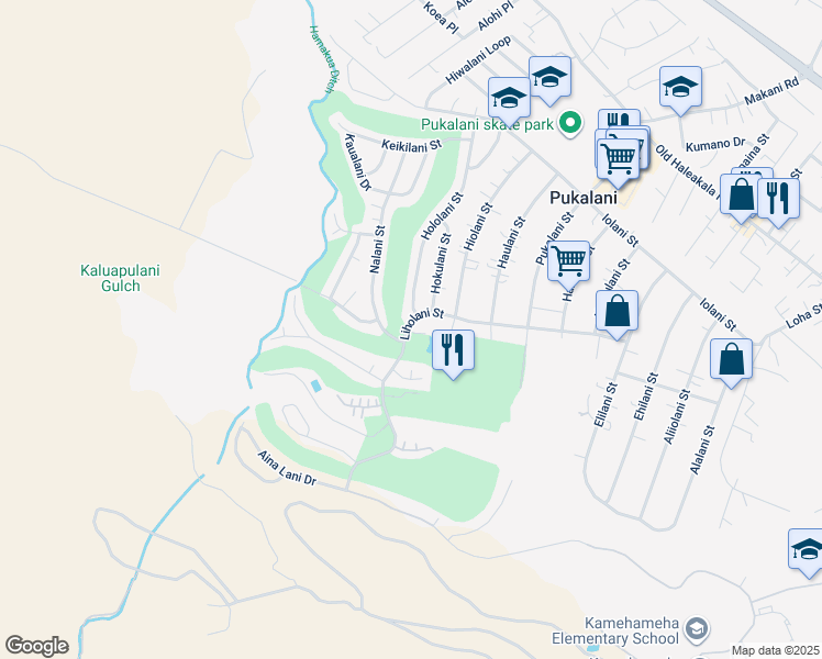 map of restaurants, bars, coffee shops, grocery stores, and more near 2864 Liholani Street in Makawao