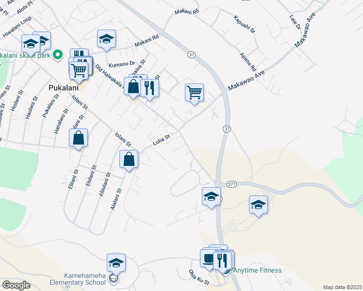 map of restaurants, bars, coffee shops, grocery stores, and more near 11 Lino Place in Makawao