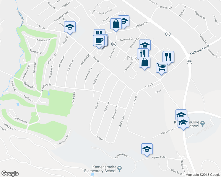 map of restaurants, bars, coffee shops, grocery stores, and more near 176 Ehilani Street in Makawao