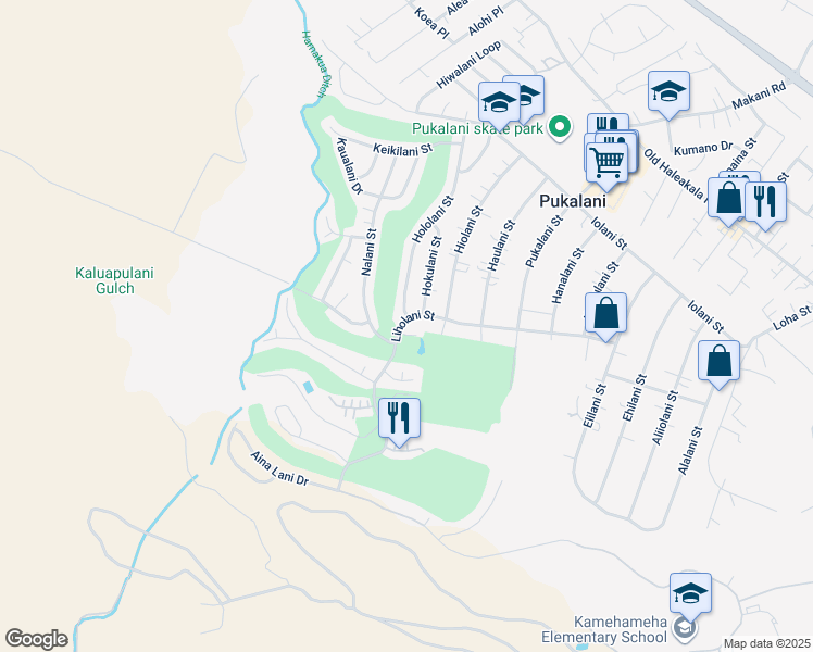 map of restaurants, bars, coffee shops, grocery stores, and more near 2864 Liholani Street in Makawao