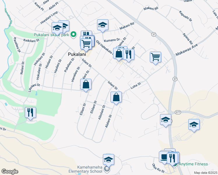 map of restaurants, bars, coffee shops, grocery stores, and more near 138 Aliiolani Street in Makawao