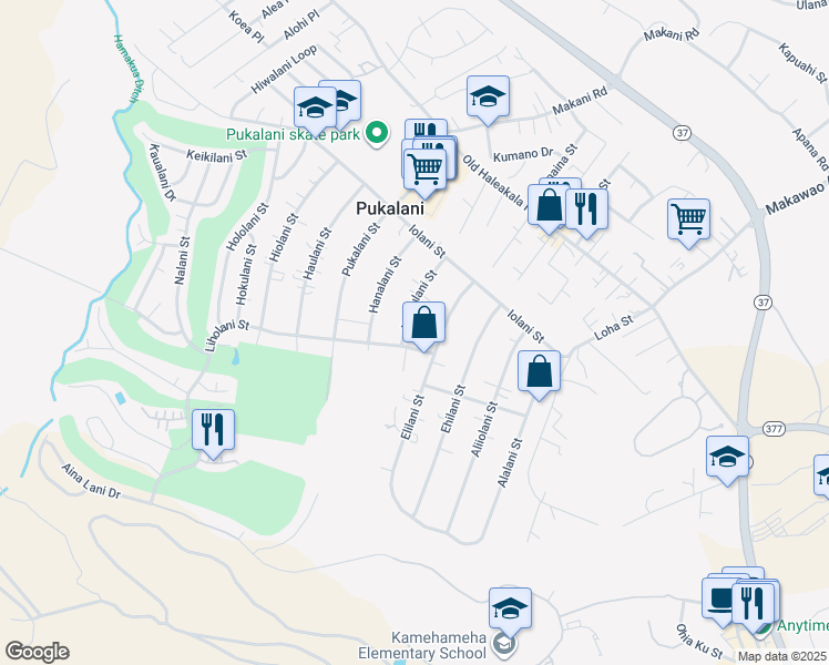 map of restaurants, bars, coffee shops, grocery stores, and more near 214 Halaulani Street in Makawao